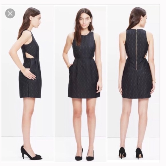 MADEWELL NWT Black Dress Gold Dots Pockets Sleeveless Tank Size 6 - Picture 16 of 16